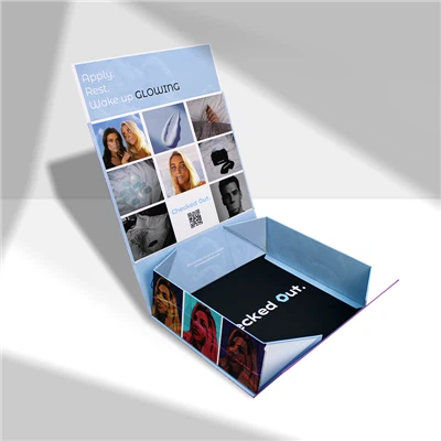 מציגים את הקופסה המתקפלת של תיק היוקרה הכחול המותאם אישית שלנו