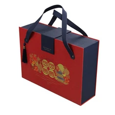 קופסת מתנה יוקרתית של עוגת ירח עם ידית